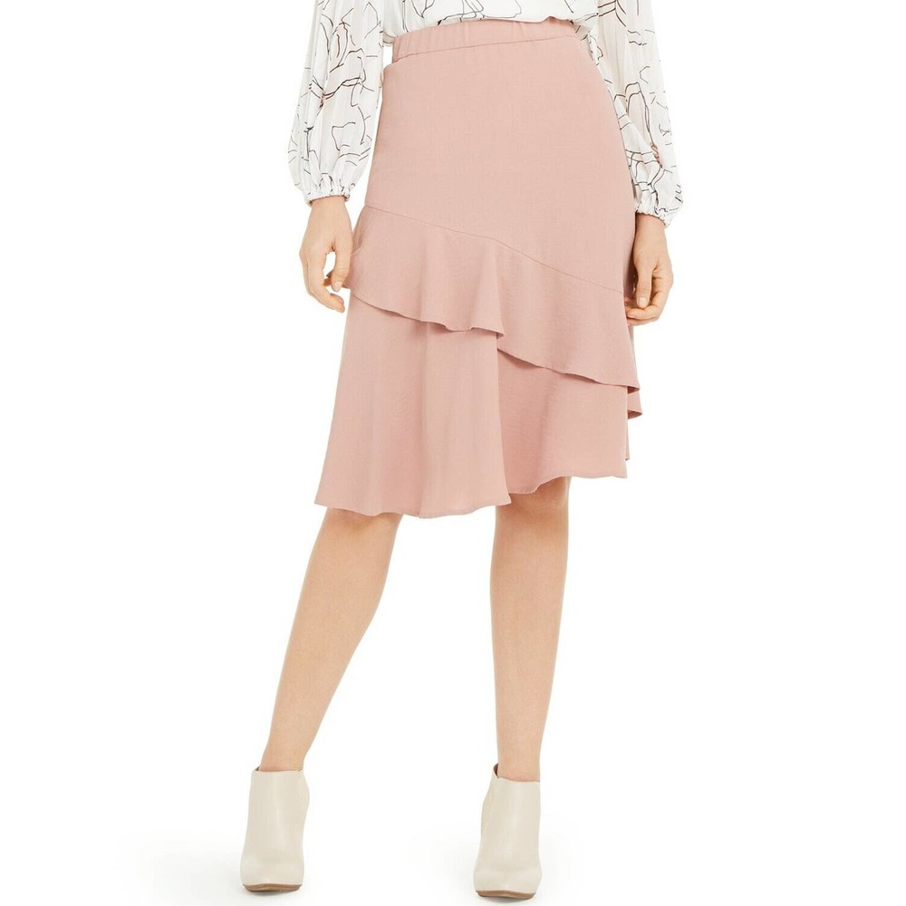 Alfani Womens Skirt Pink Size 12 High-Waisted Ruffle Asymmetrical $69